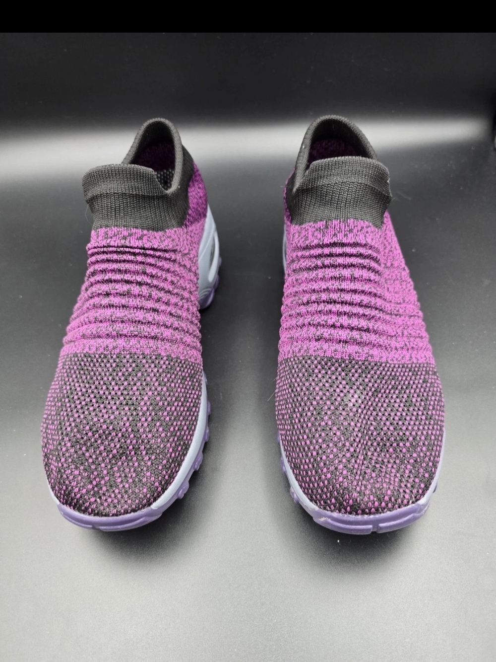 Slip-On Knit Women's Sneakers in Purple and Black